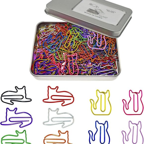 Accessories - 100 pcs Cat Paper Clips Cute Decorative Paperclips, Cat Lover Gifts for Women, F